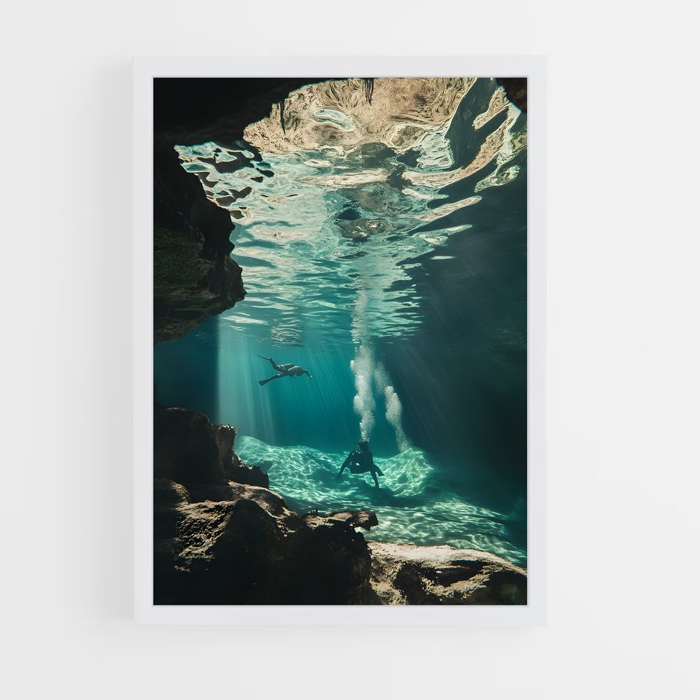Poster Nager dans les Cenotes – affiche Plongée sous-marine (vue 3)